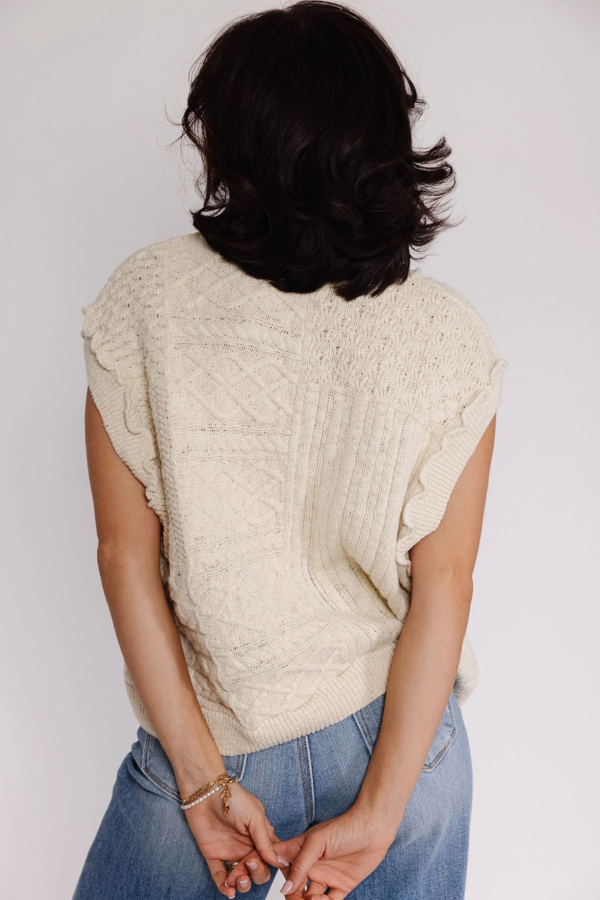 Maddox Sweater Vest in Cream