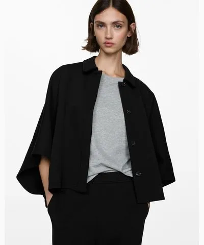 MANGO Women's Buttons Detail Cape Jacket