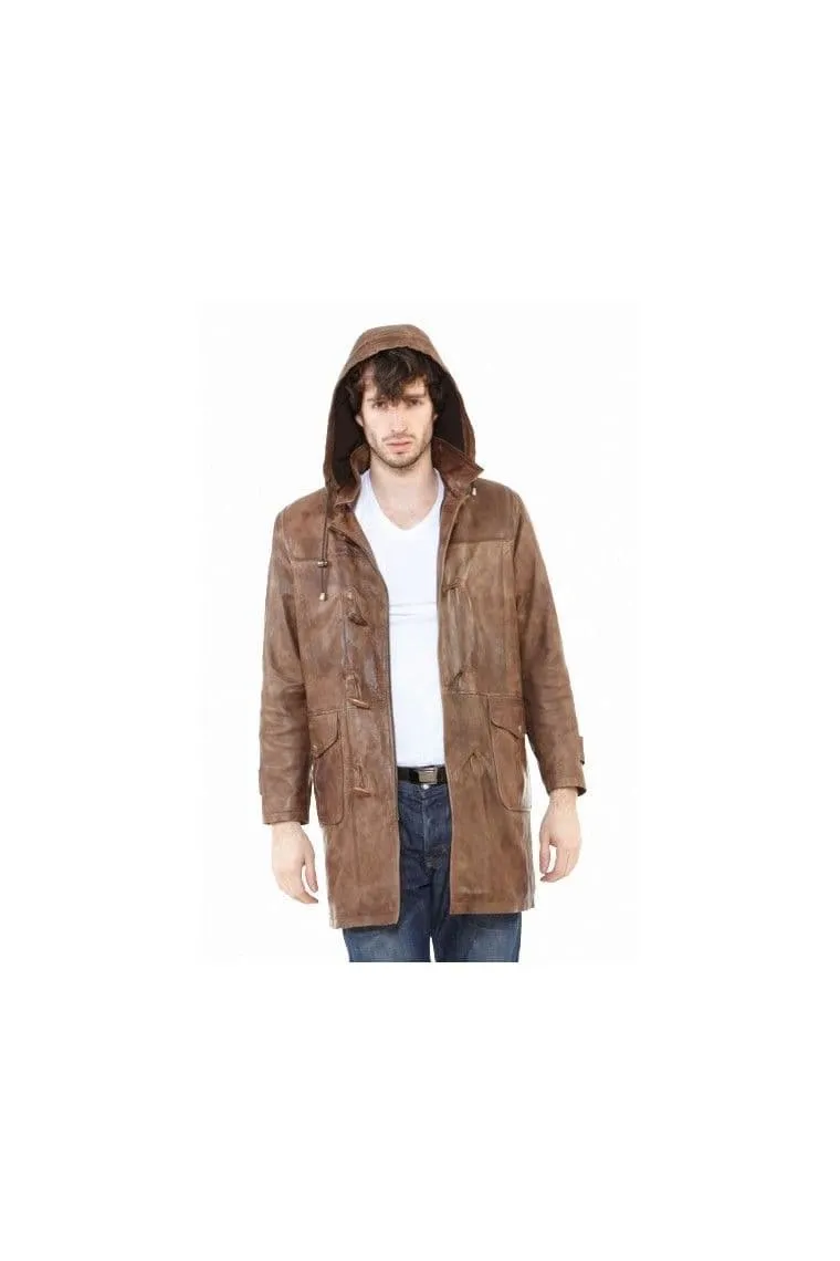 men's Leather coat in brown:e