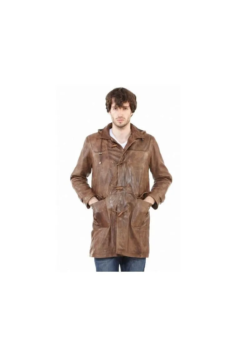 men's Leather coat in brown:e