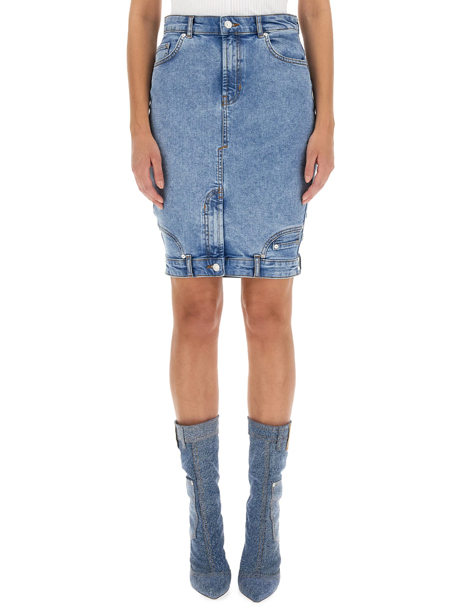 MOSCHINO JEANS    COTTON DENIM SKIRT