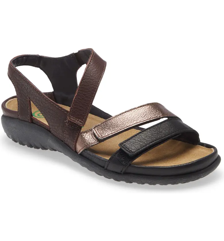 Naot Womens Whetu Strappy Sandal- Black Radient Copper