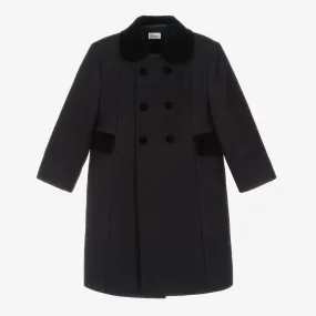 Navy Blue Classic Wool Coat 