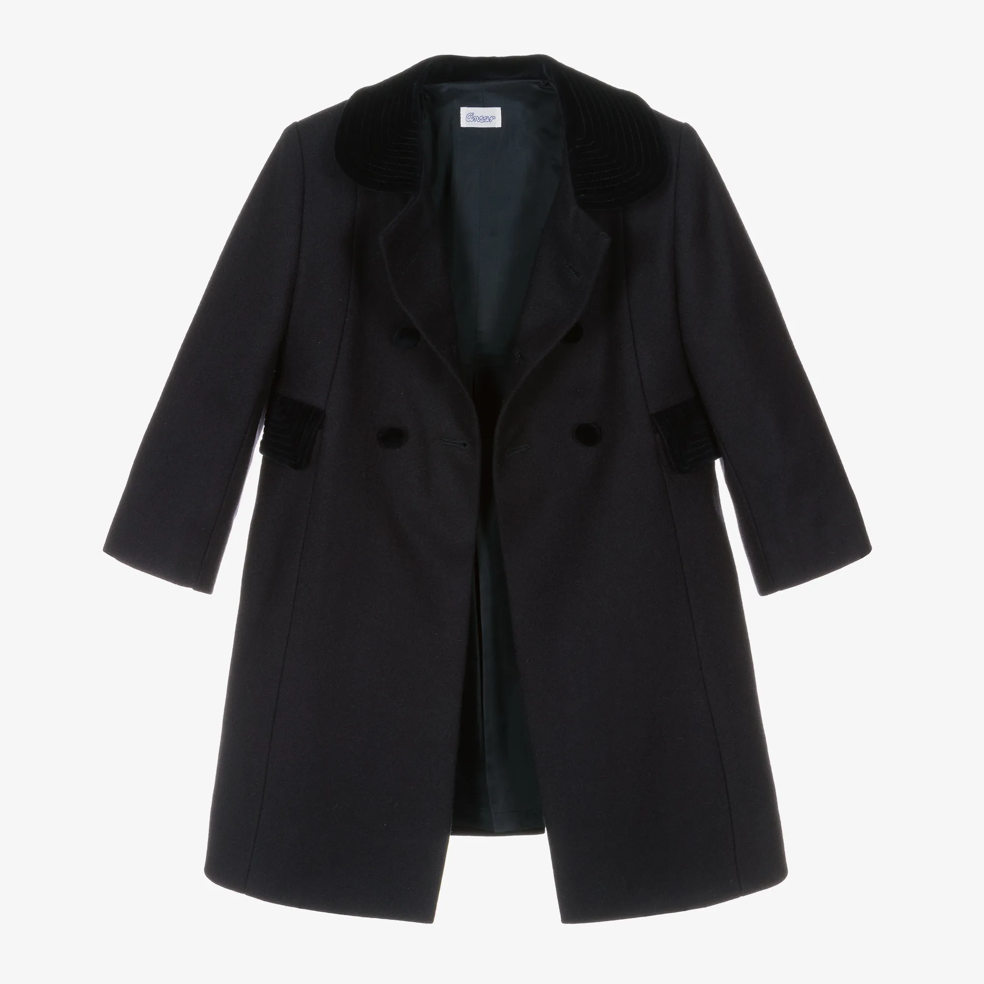 Navy Blue Classic Wool Coat 