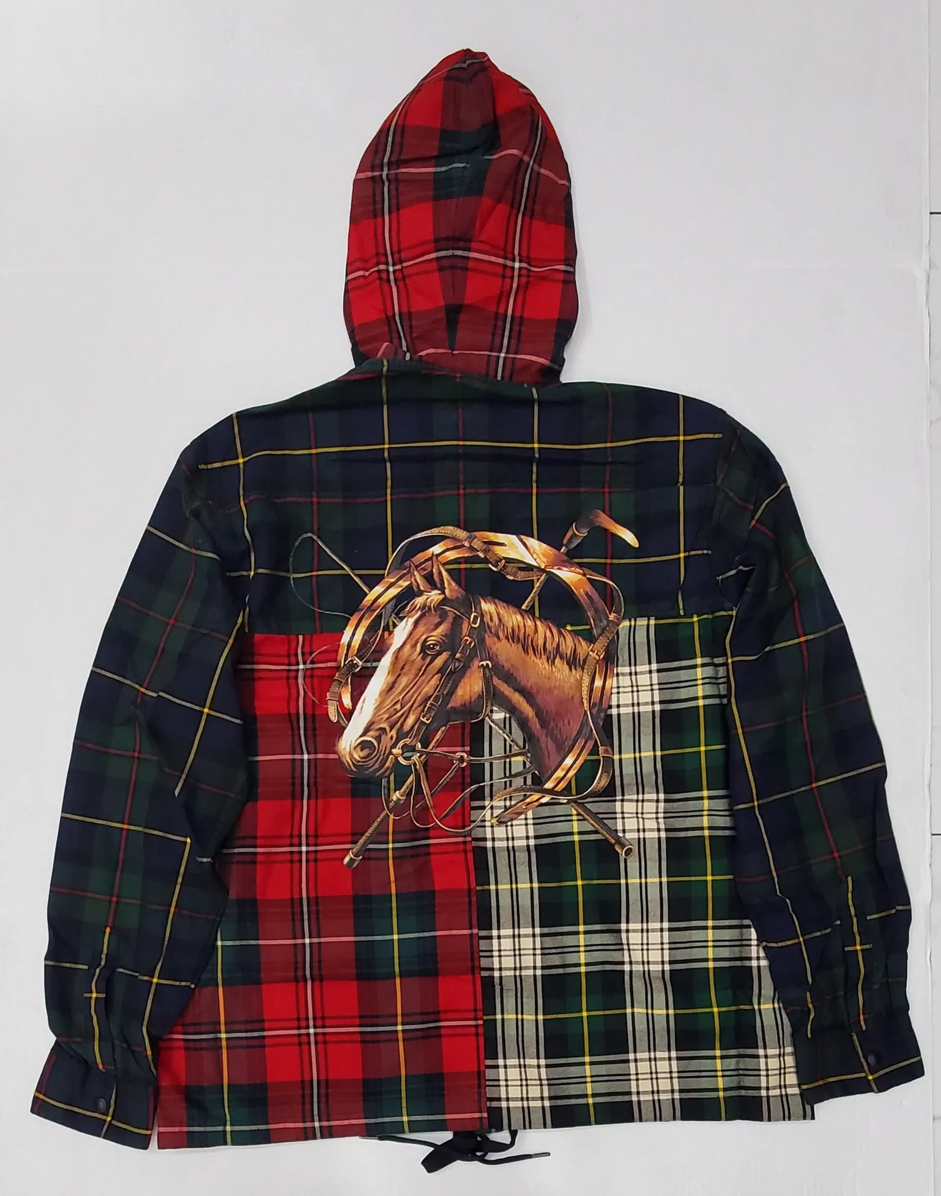 Nwt Polo Ralph Lauren Plaid Horsehead Button Up Hoodie Jacket