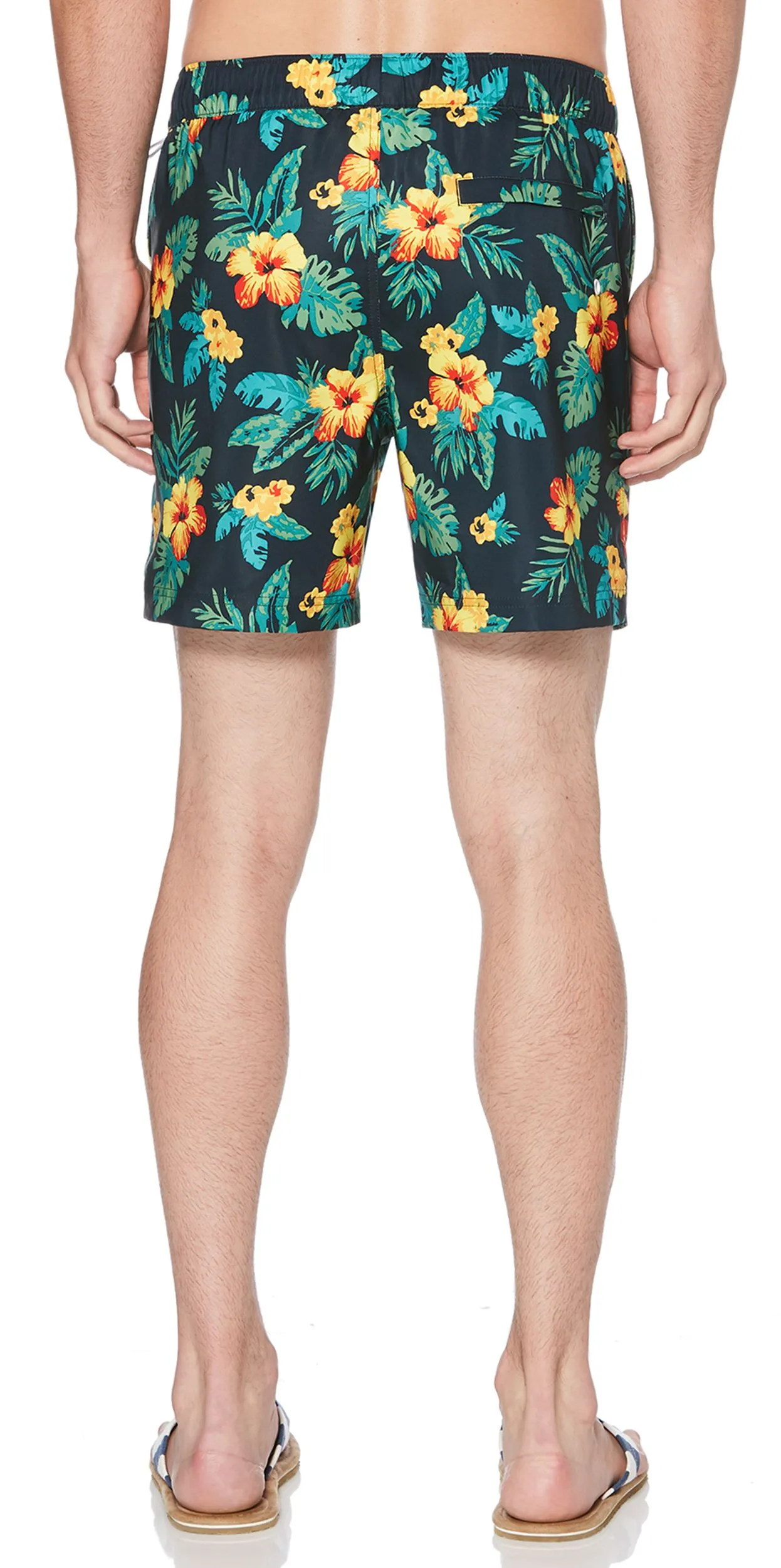 Original Penguin Floral Elastic Volley Swim Shorts Dark Sapphire