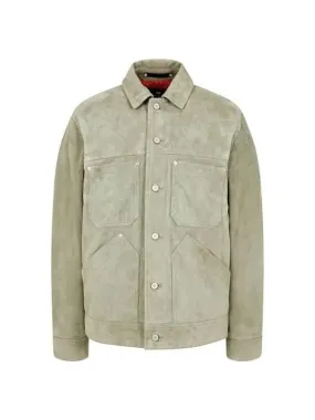 Overseas station season big chance 8 18 PS suede button up trucker jacket khaki 271281