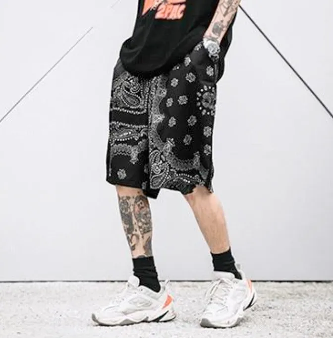 PAISLEY PRINT SHORTS - BLACK