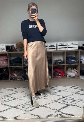 Pilar satin skirt in gold