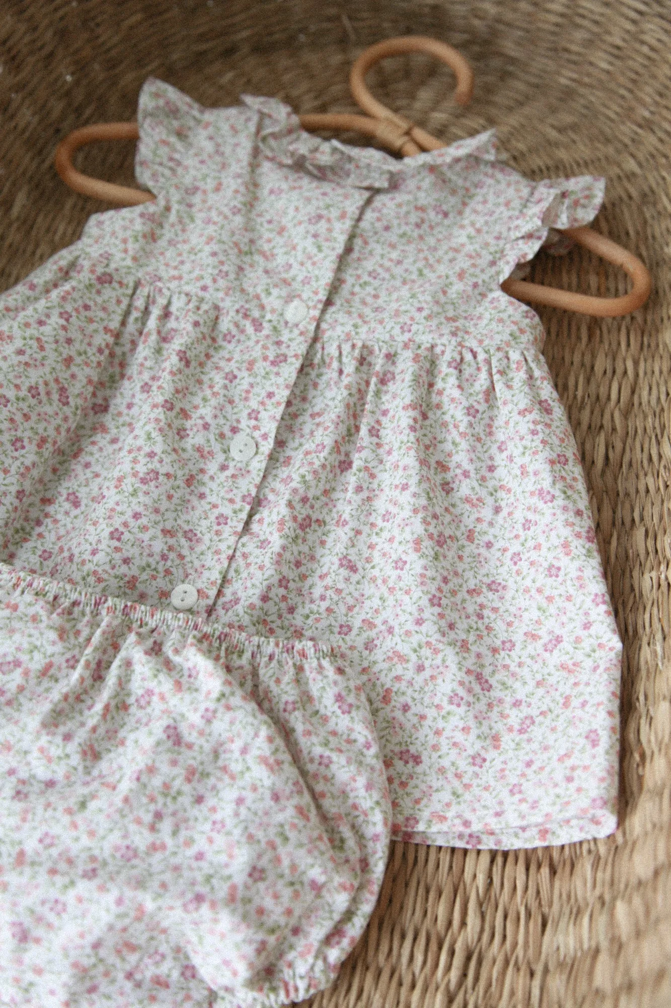 Pink Ditsy Frill Top & Bloomer Set