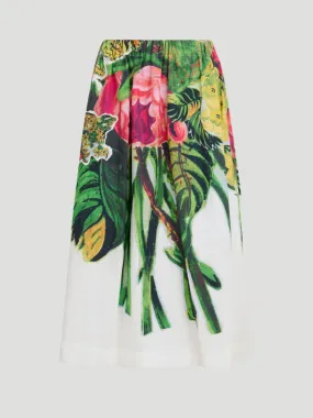 Plant Printed Midi Balloon Skirt