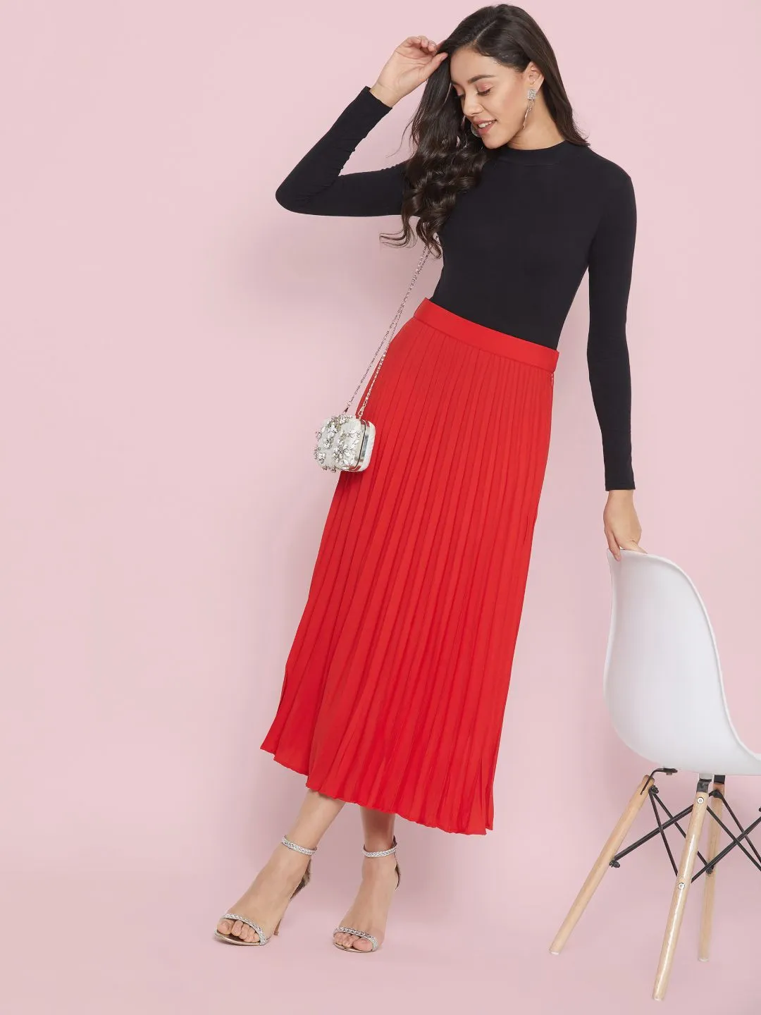 Pleated Midi Skirt