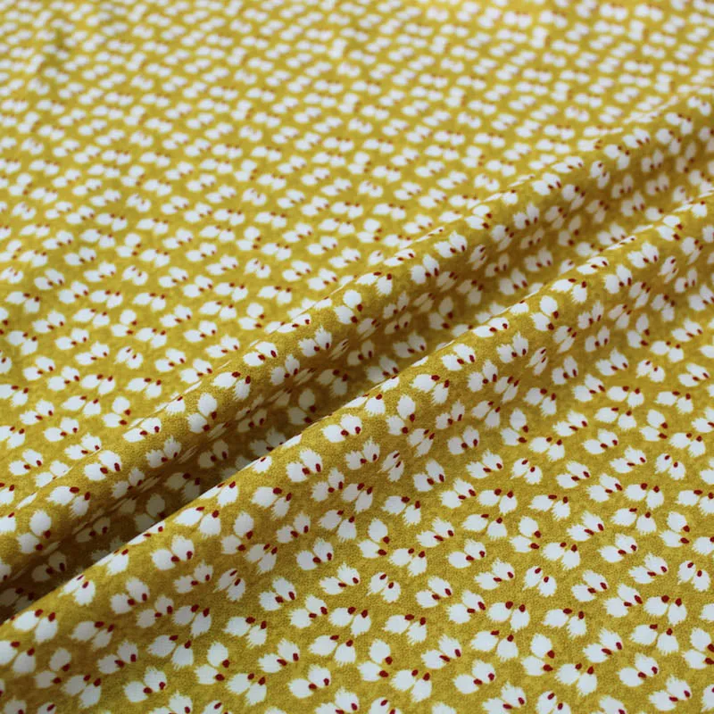 Printed Spun Viscose Petra in Mustard Yellow