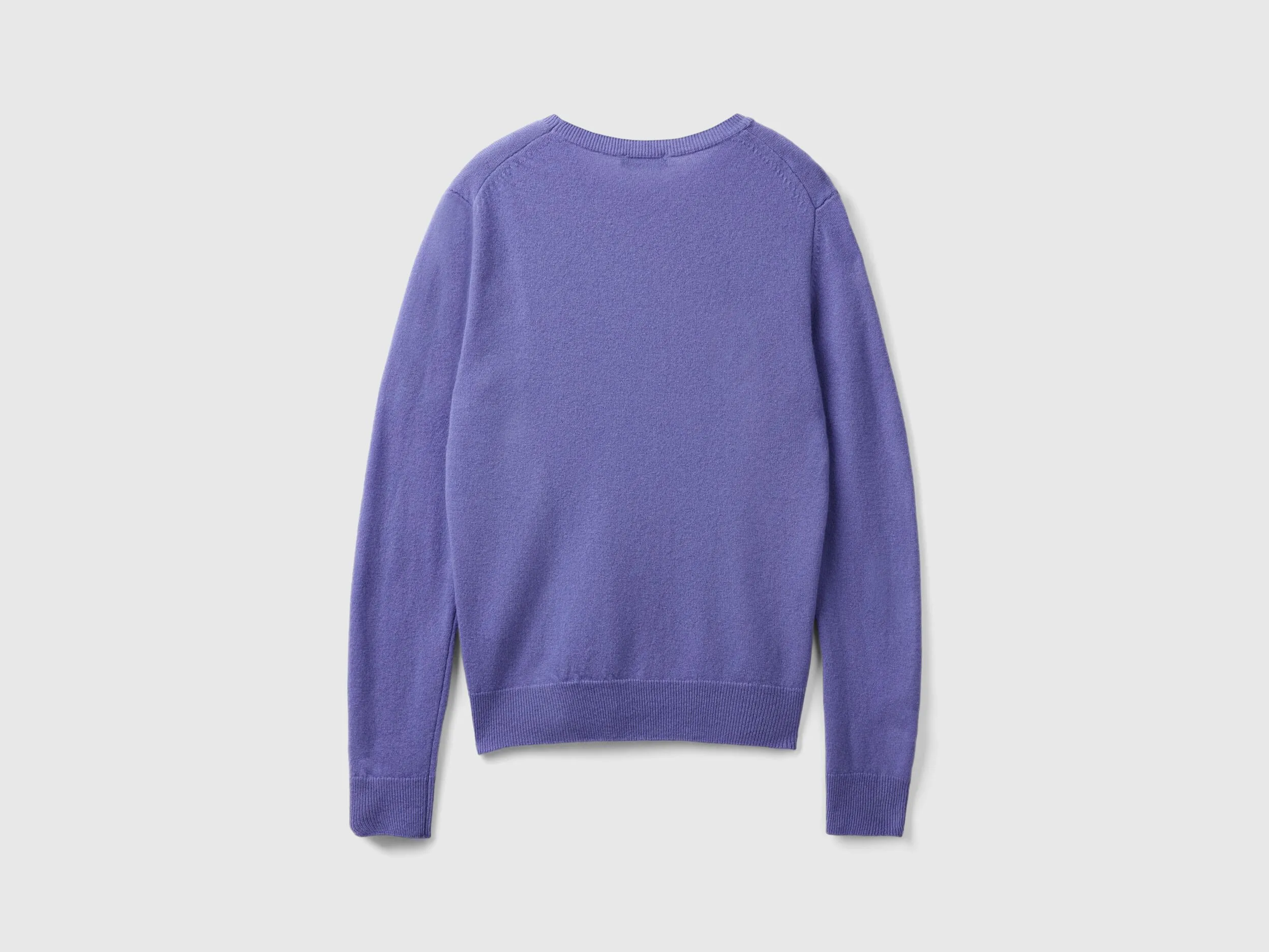 Purple crew neck sweater in pure Merino wool - Purple | Benetton