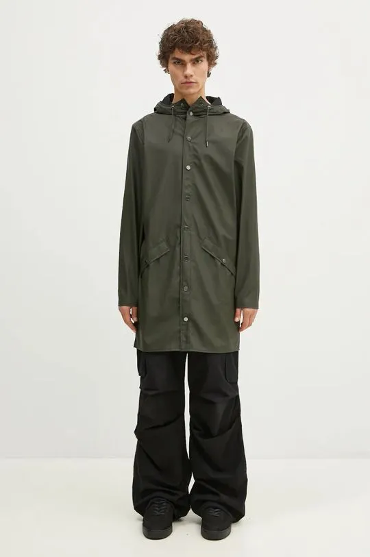 Rains jacket 12020 Long Jacket green color