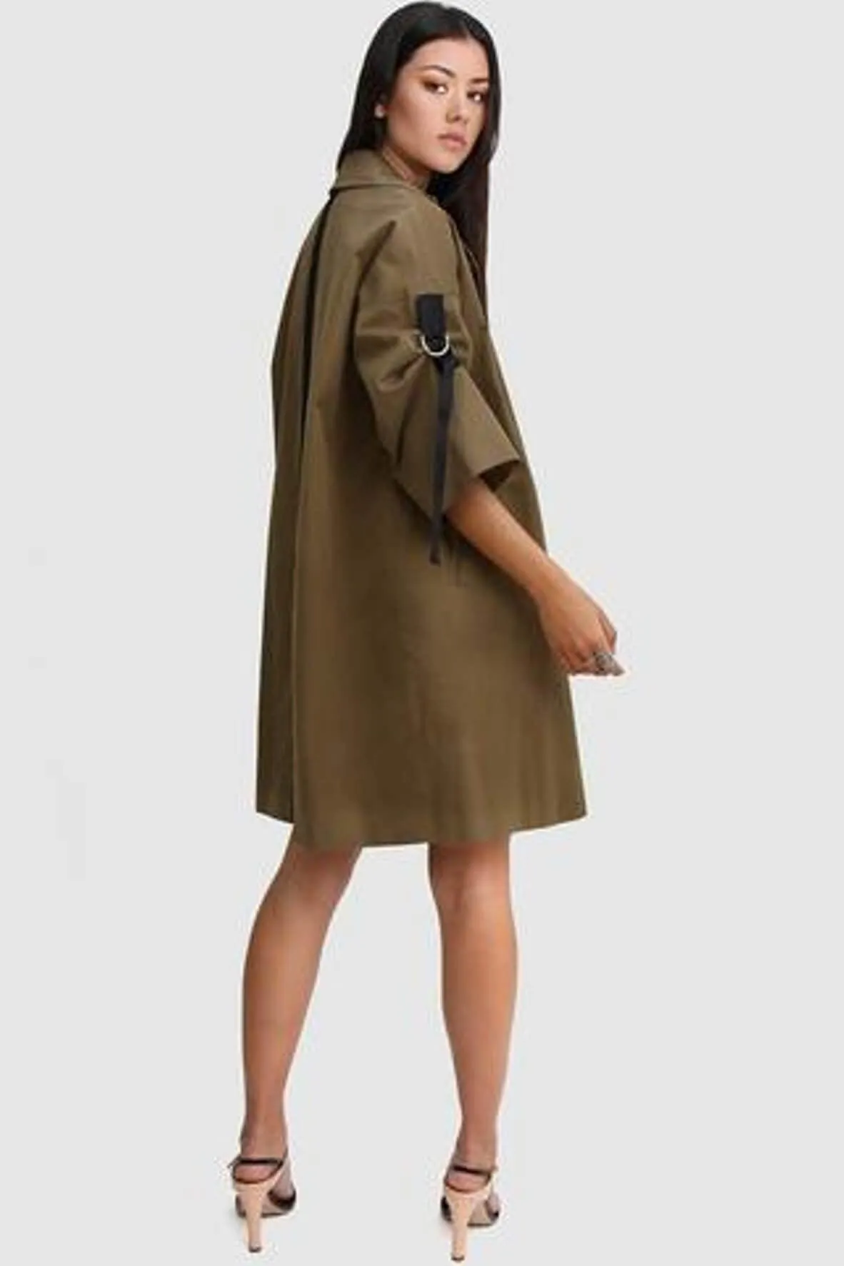 Russian Romance Oversized Trench Coat in Military