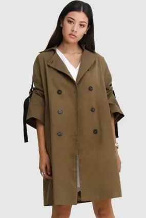 Russian Romance Oversized Trench Coat in Military