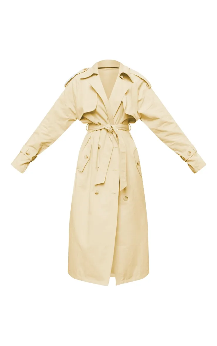 Sand Panel Detail Belted Trench Coat