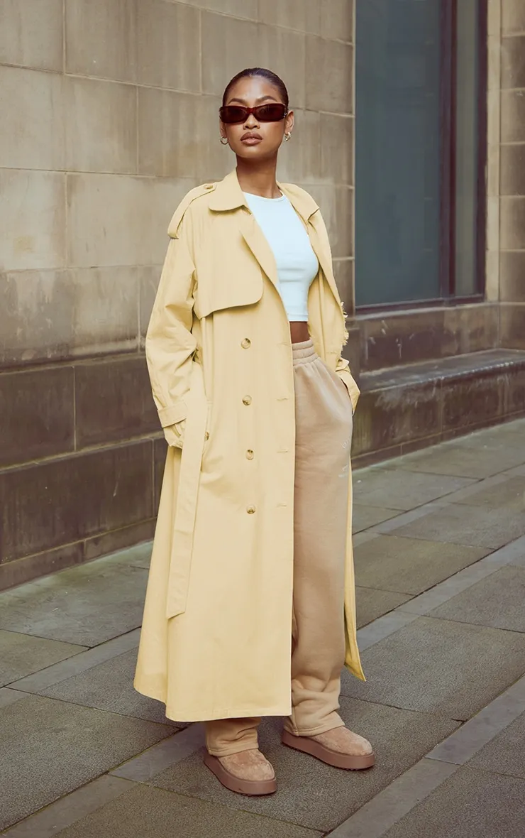 Sand Panel Detail Belted Trench Coat