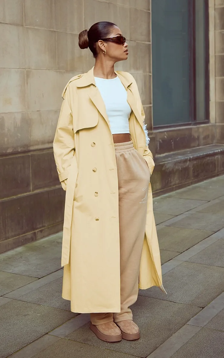 Sand Panel Detail Belted Trench Coat