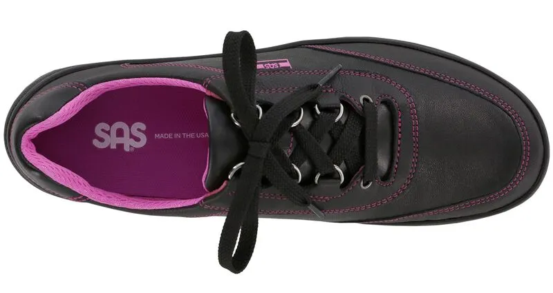 SAS Womens Sporty LTD Lace Up Sneaker- Black/Pink