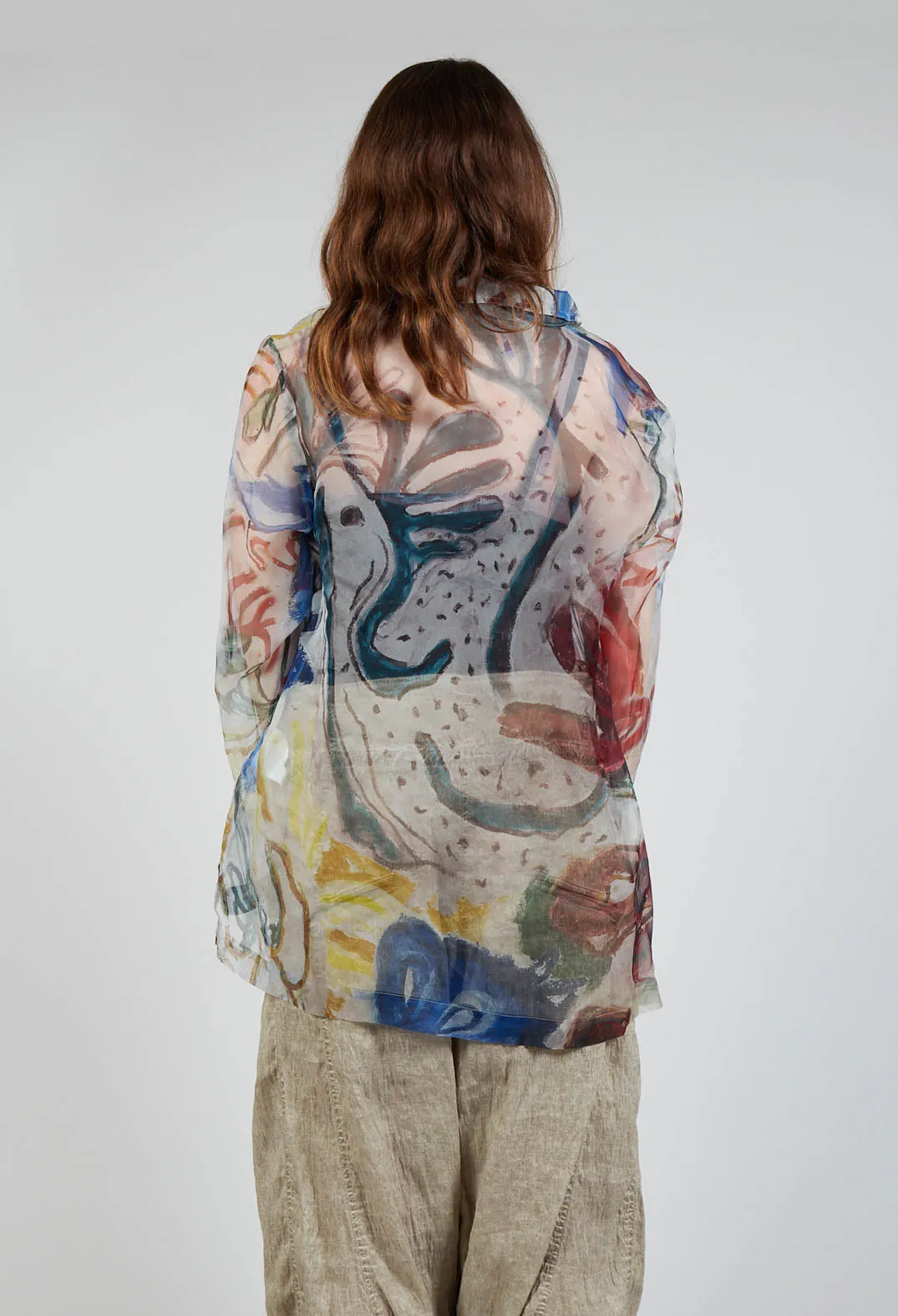 Silk Blouse in Multicolour Bouquet