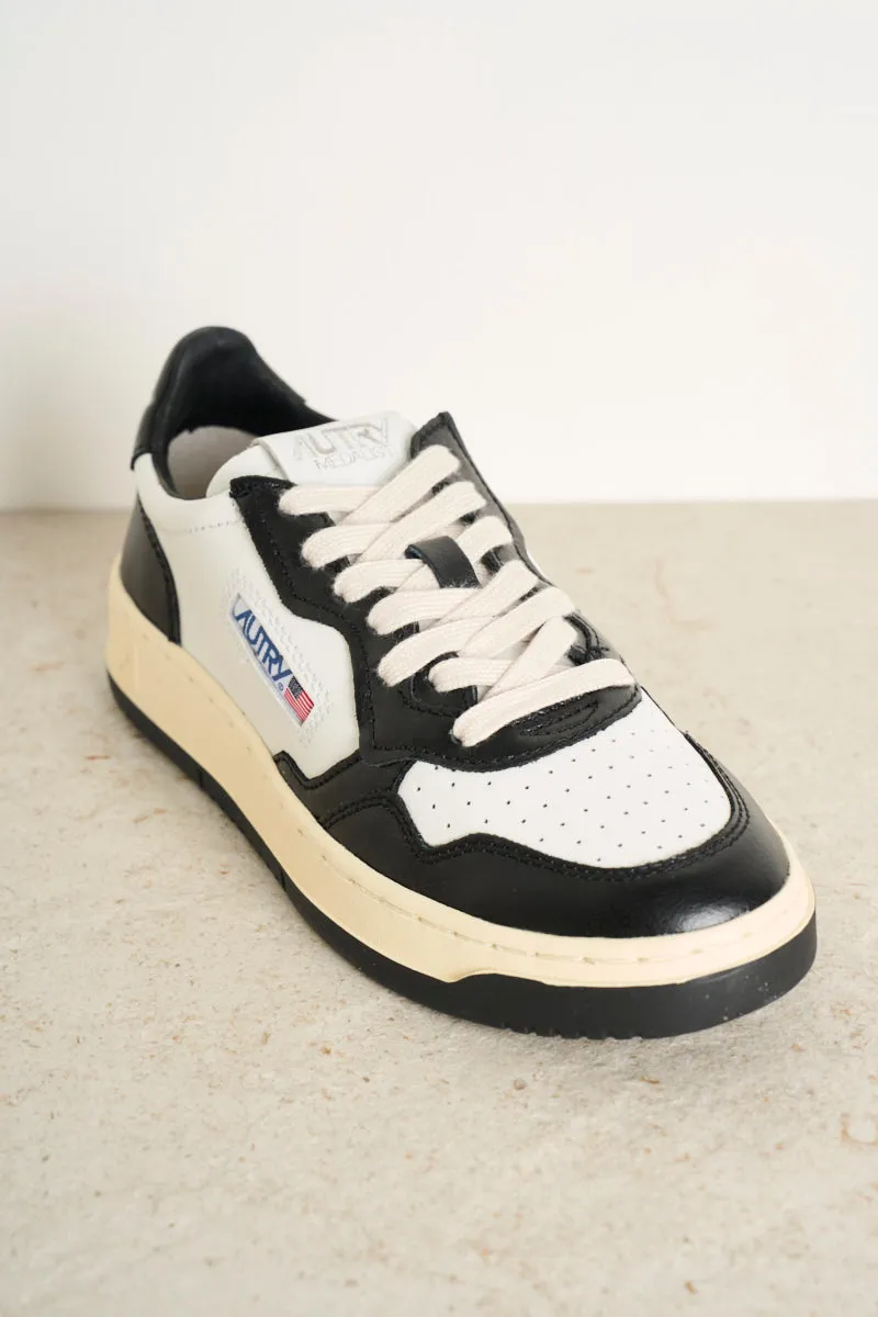 Sneakers uomo medalist low bicolor in pelle bianca e nera