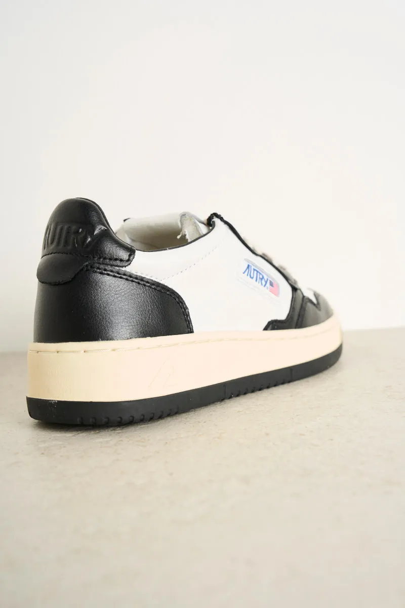 Sneakers uomo medalist low bicolor in pelle bianca e nera