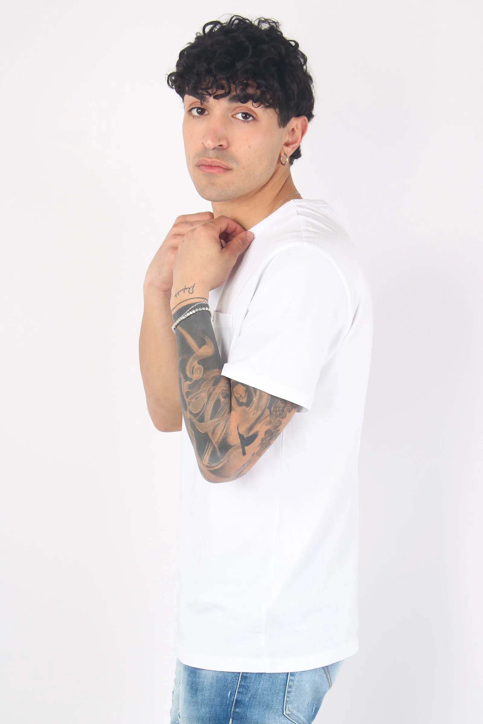 T-shirt Cotone Fiammato Taschi Bianco