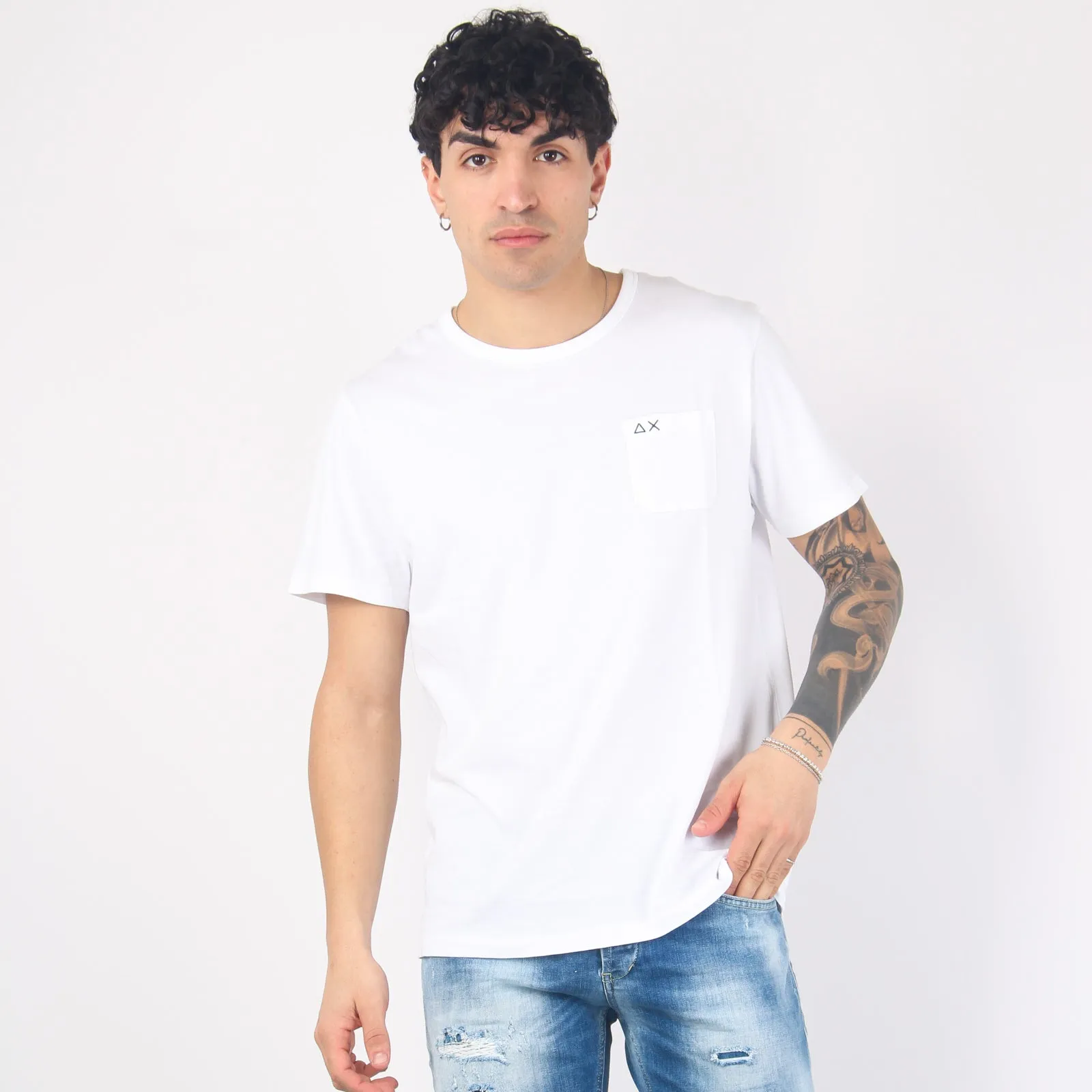 T-shirt Cotone Fiammato Taschi Bianco