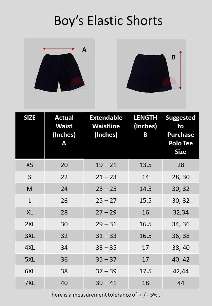 TVPS NEW Boy's School Elastic Shorts