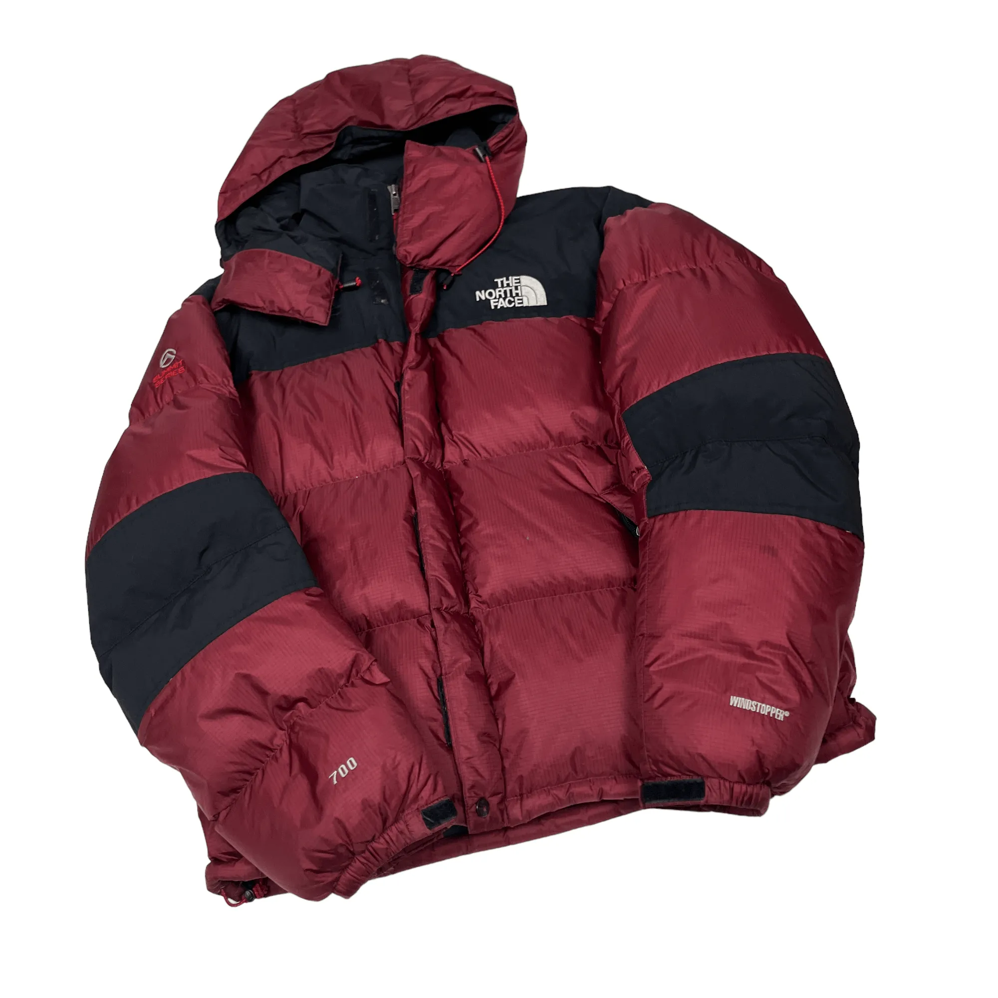 Vintage Burgundy + Black The North Face (TNF) Baltoro Puffer Coat - Large