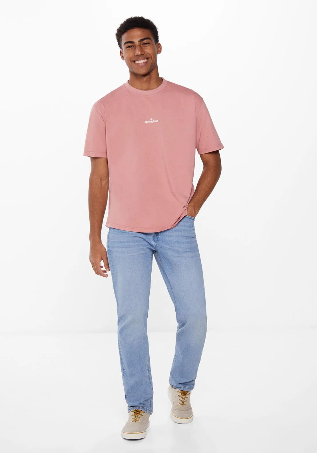 Washed T-shirt with logo - Pink