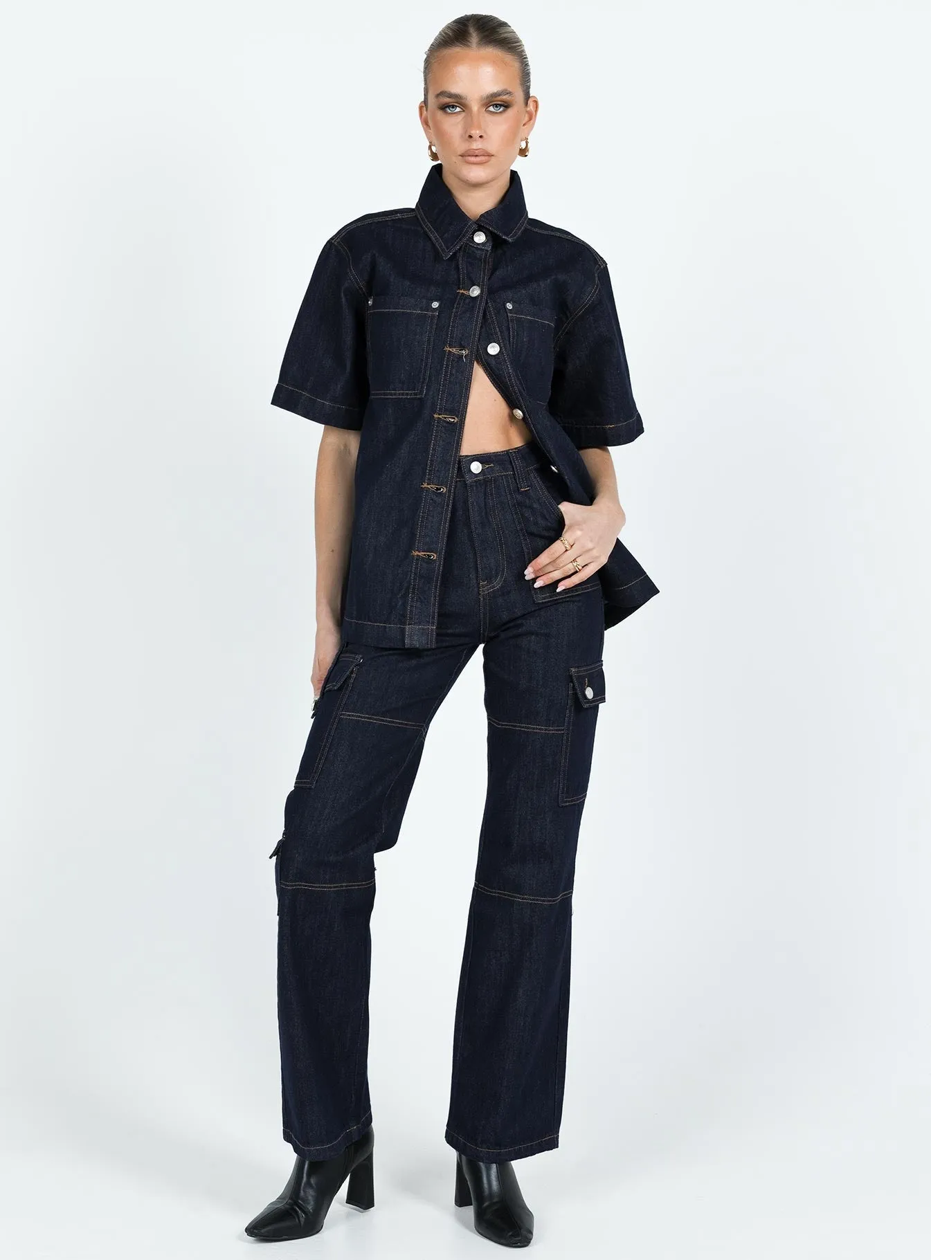 Whitaker Cargo Jeans Dark Denim