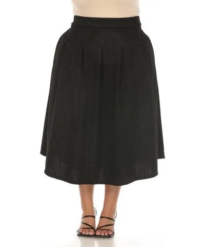 White Mark Plus Size Flared Tweed Skirt