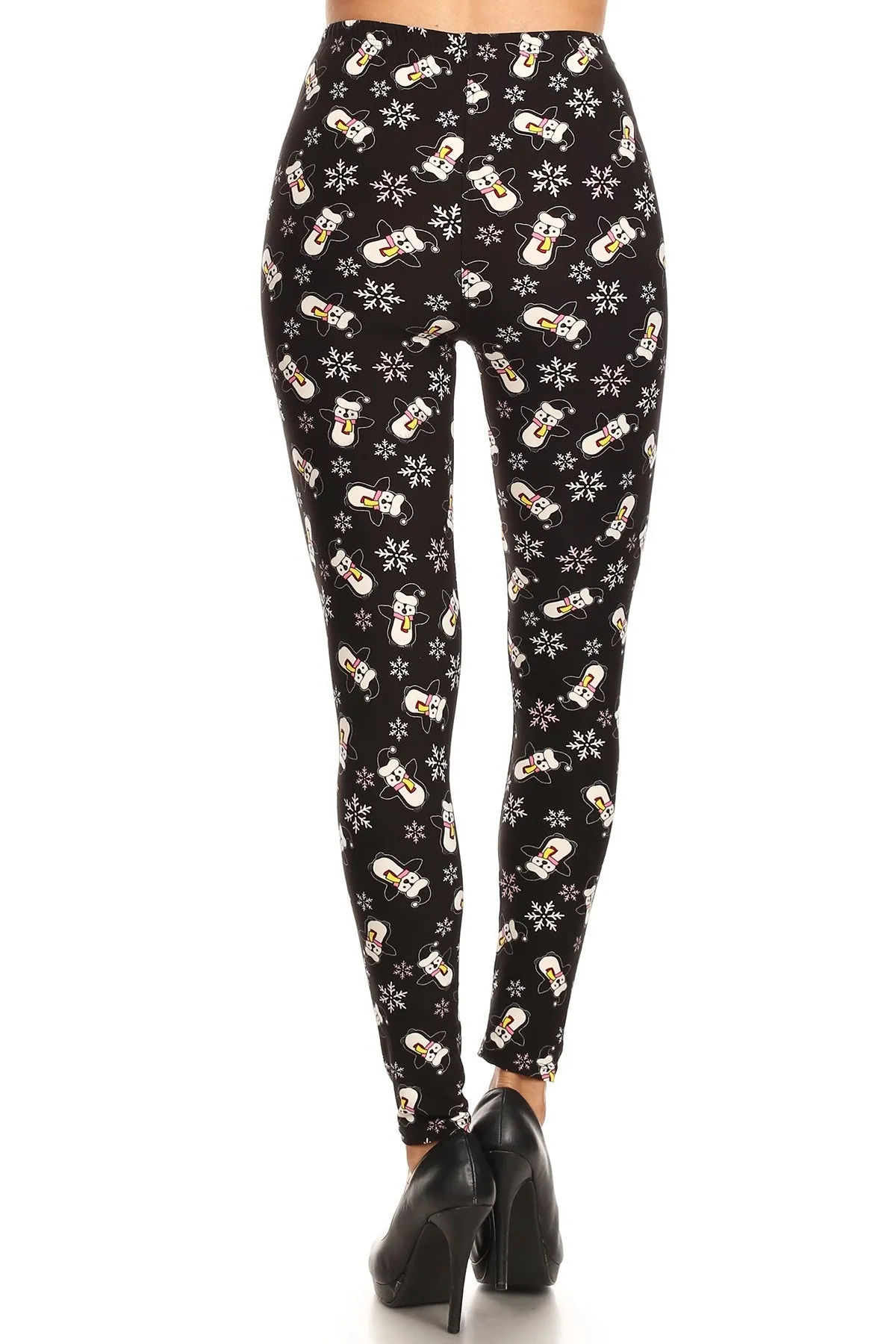 Women's 3X 5X Penguin Snowman Snowflake Pattern Printed Leggings