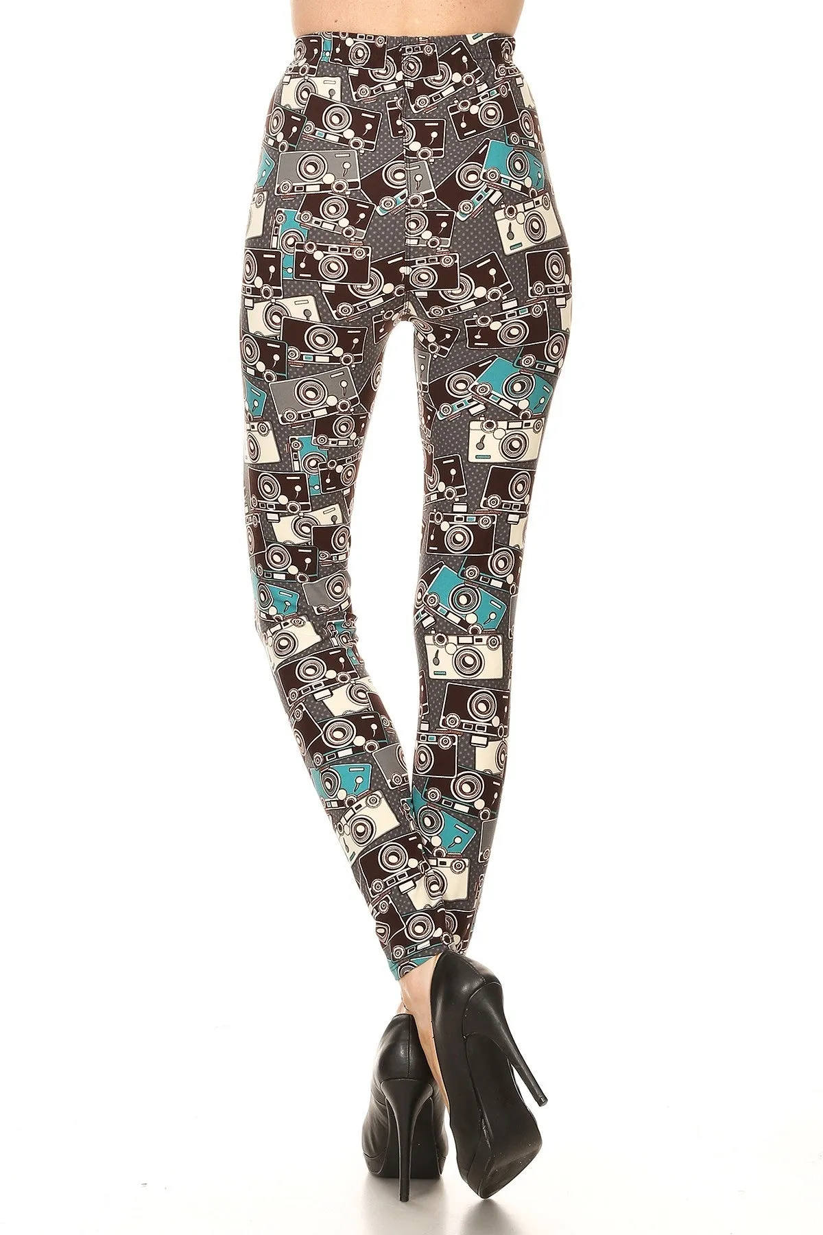 Women's Regular Camera Theme Photography Pattern Printed Leggings