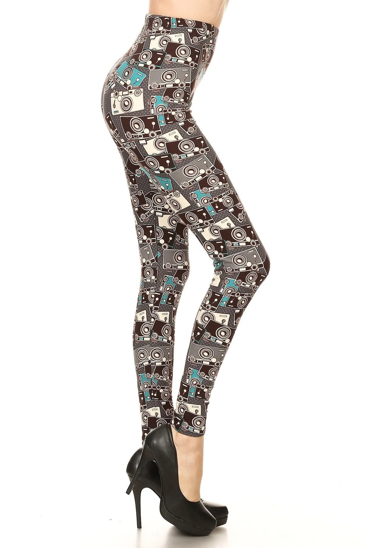 Women's Regular Camera Theme Photography Pattern Printed Leggings