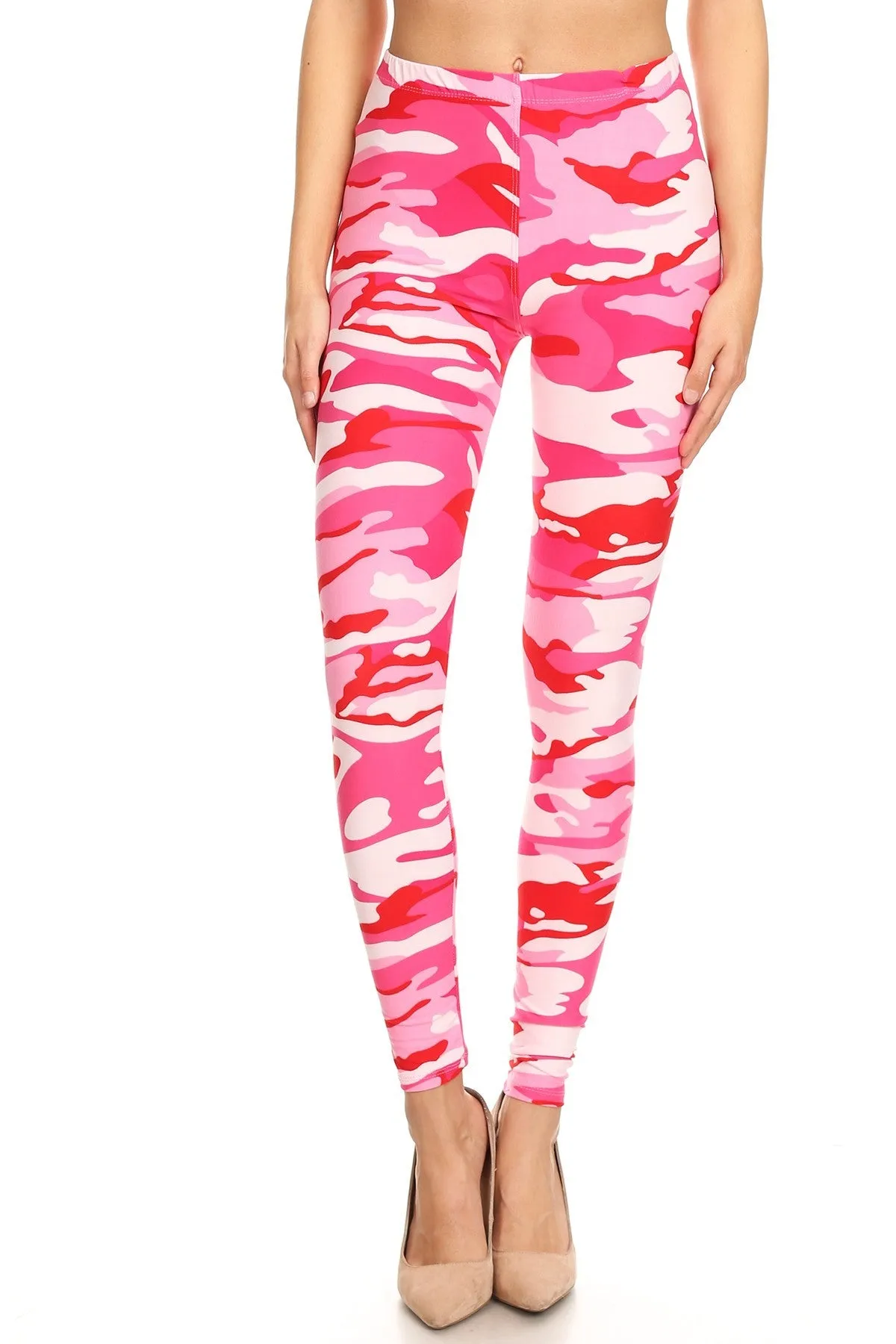 Women's Regular Pink Camouflage Army Pattern Printed Leggings