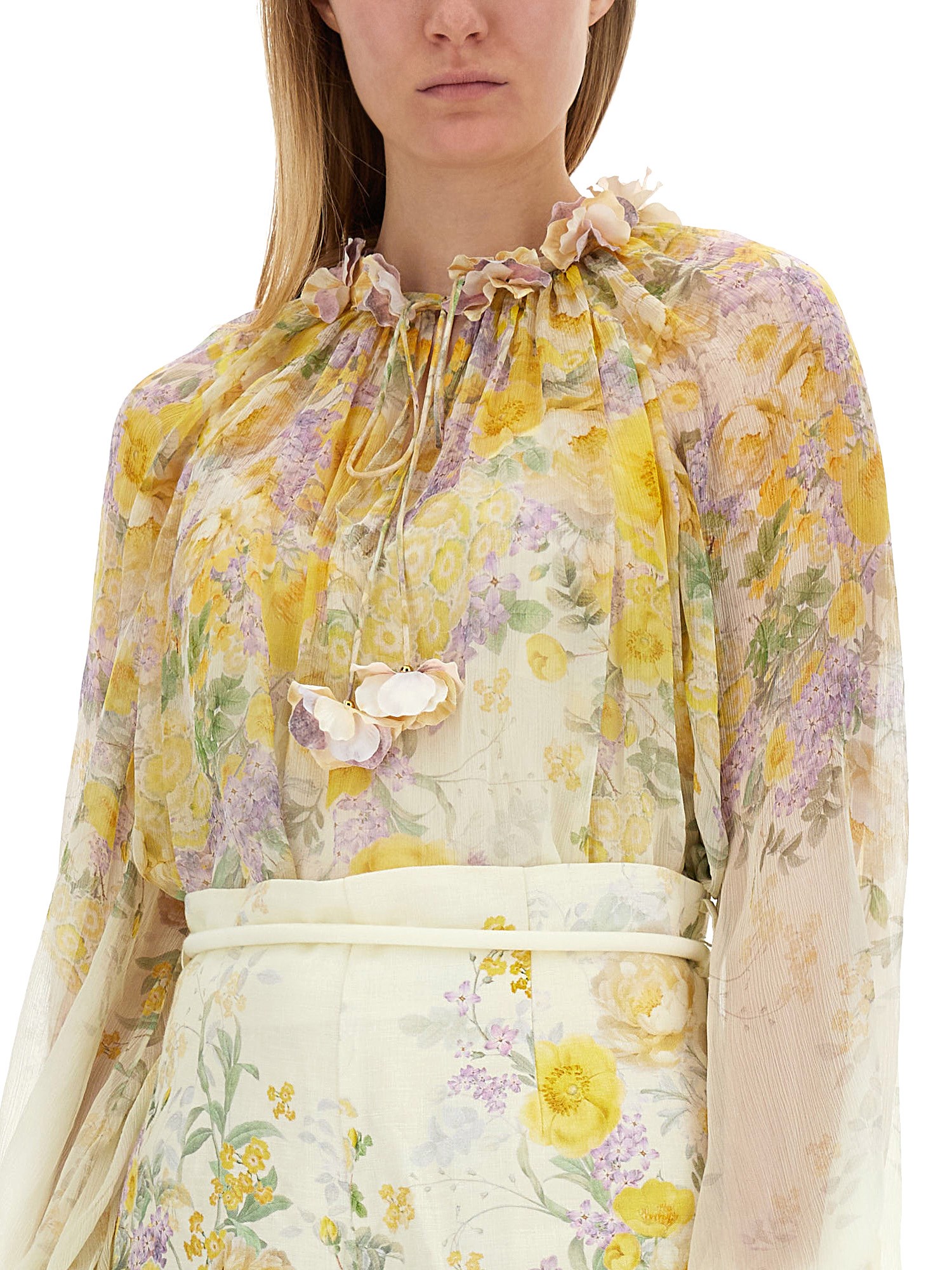 ZIMMERMANN    BLOUSE WITH FLORAL PATTERN